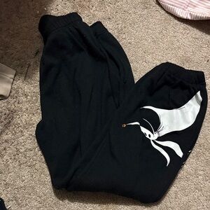 Disney Black Joggers with White Cartoon Design
